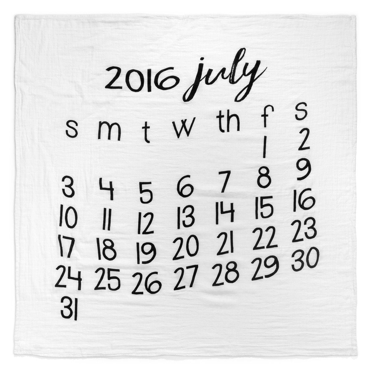 Organic Cotton Muslin Swaddle in Calendar Collection: July 2016