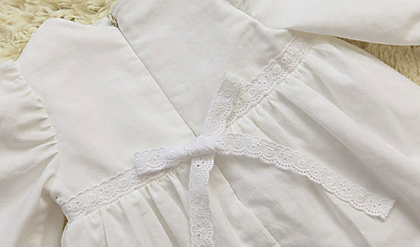 Marianna White Long Christening Dress Set (dress + bonnet + bloomers)