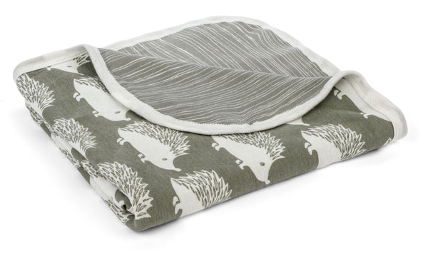 Organic Cotton Stroller Blanket in Grey Hedgehog