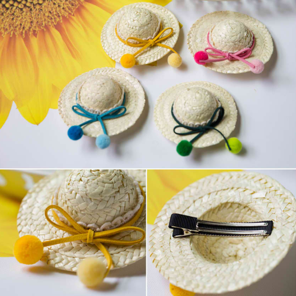 pompom ribbon knot hat hairclip (4 colours)