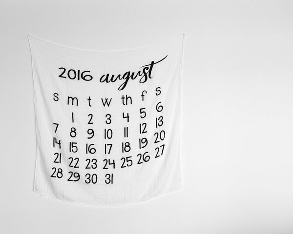 Organic Cotton Muslin Swaddle in Calendar Collection: August 2016