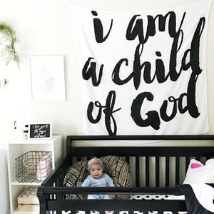 Organic Cotton Muslin Swaddle in Tapestry Collection: I Am a Child of God