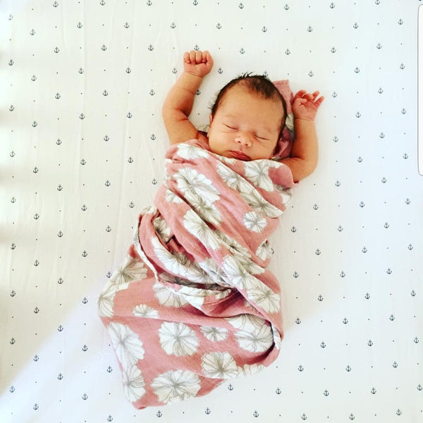 Organic Cotton Muslin Swaddle in Rose Floral