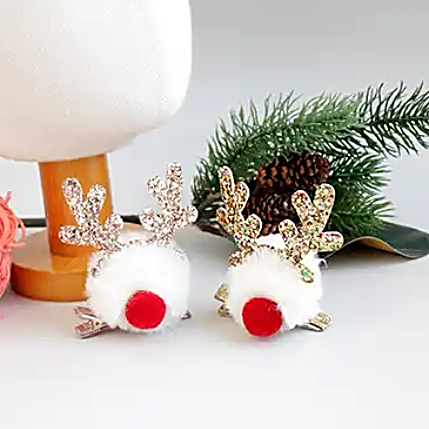 red nose glitter antler clip (2 colours)