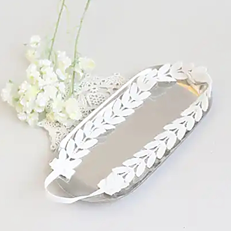 white leaf lace baby band