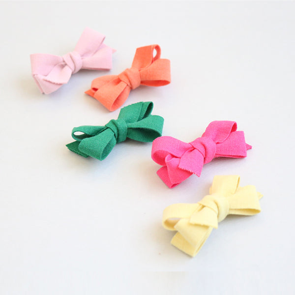 linen bebe ribbon non-slip tongs pin (5 colours)