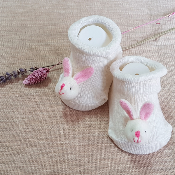 organic baby booties for newborn to 12 months - funny bunny