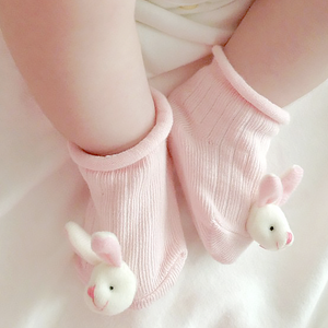 organic baby booties for newborn to 12 months - funny bunny