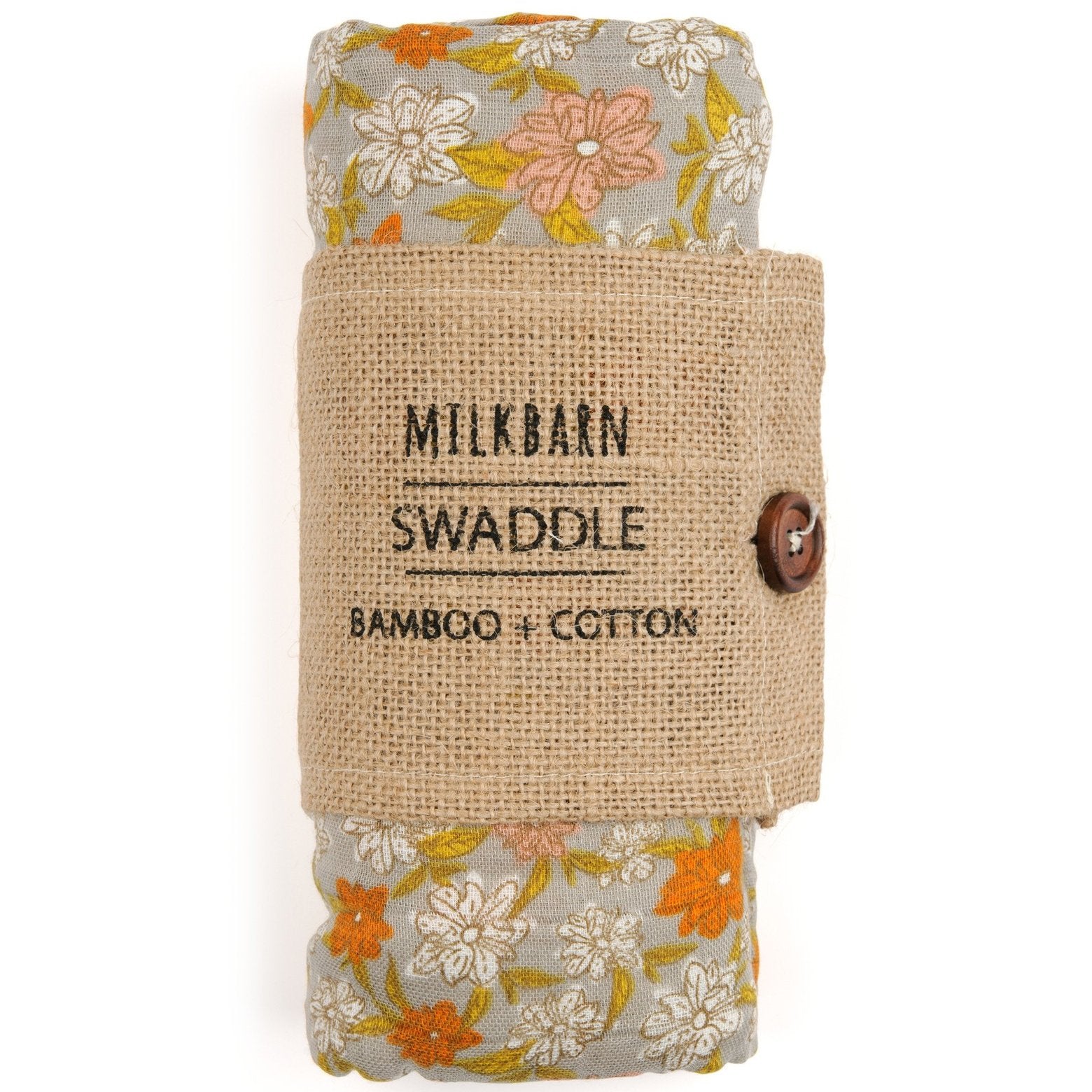 Bamboo + Cotton Muslin Swaddle in Grey Floral