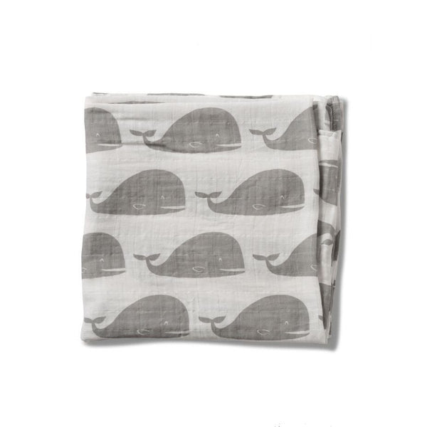 Organic Cotton Muslin Swaddle in Grey Whale
