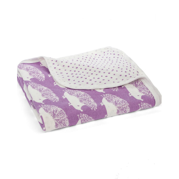 Organic Cotton Stroller Blanket in Lavender Hedgehog