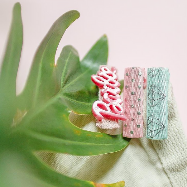 mint and pink clip set