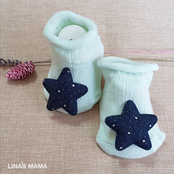 organic baby booties for newborn to 12 months - little star