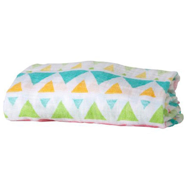 Organic Cotton Muslin Swaddle in Pastel Triangle