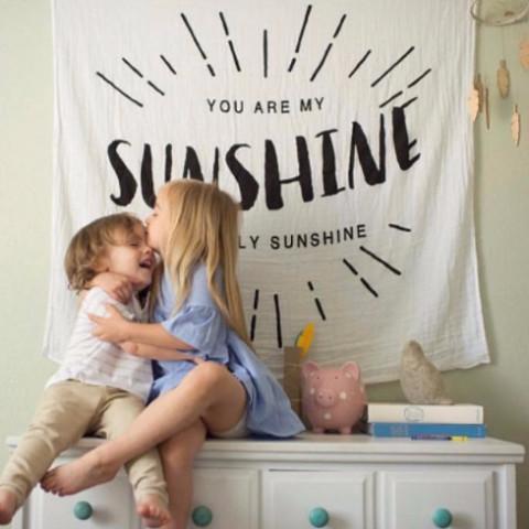 Organic Cotton Muslin Swaddle in Tapestry Collection: You Are My Sunshine